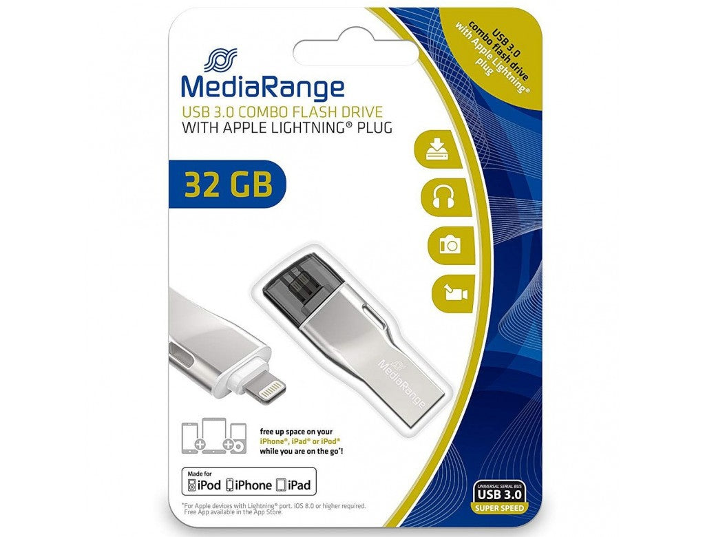 MediaRange 32GB 3.0 Flash Drive With Lightning Plug