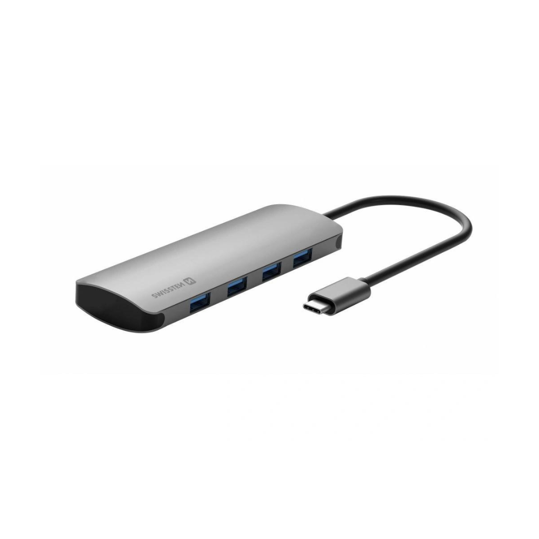 Swissten USB-C Hub 4 in 1 - Aluminium