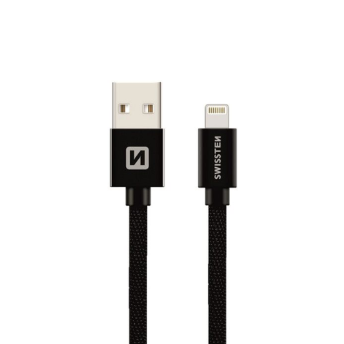 Data Cable Swissten Textile Usb  Lightning 2.0 M  Black