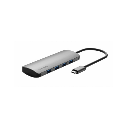 Swissten USB-C Hub 4 in 1 - Aluminium